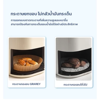 GRAREY กระดาษรองหม้อทอดไร้น้ำมันแบบหนา (200ชิ้น) เกรดอาหาร กระดาษเคลือบกันน้ำมันสองด้าน กันติด