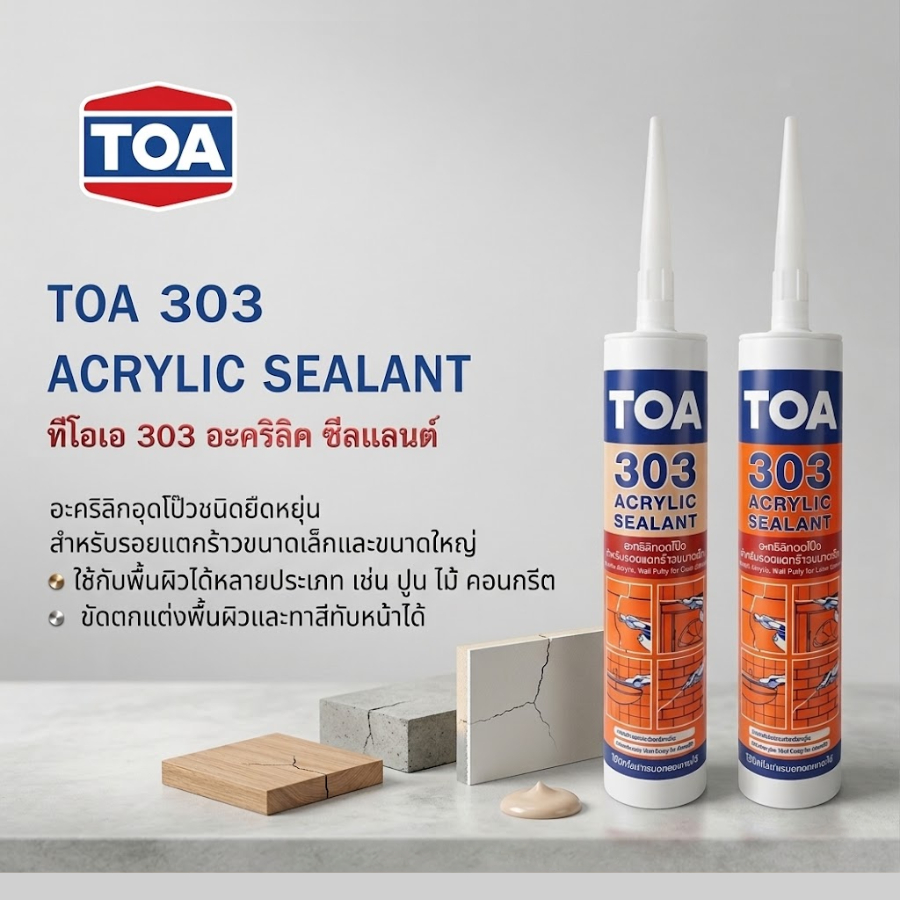 TOA อะคริลิก ซีแลนท์ 303 สีขาว /สีโอ๊ค (1 หลอด)
