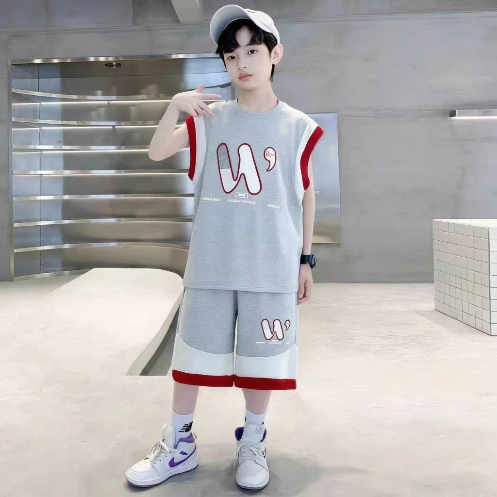 Modeng Baby เซ็ตแขนกุด สกรีนตัว2 สี เสื้อแขนสั้น กางเกงขาสั้น   เซท 2 ชิ้น   ใส่เที่ยวเท่ห์ๆ ด้วยชุดเซท เนื้อผ้านุ่ม thumbnail 6