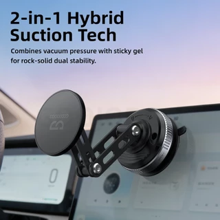 GOOJODOQ ที่วางโทรศัพท์แม่เหล็ก โลหะ Phone Holder แขนพับได้สามแกน การดูดซับสุญญากาศ Phone Grips