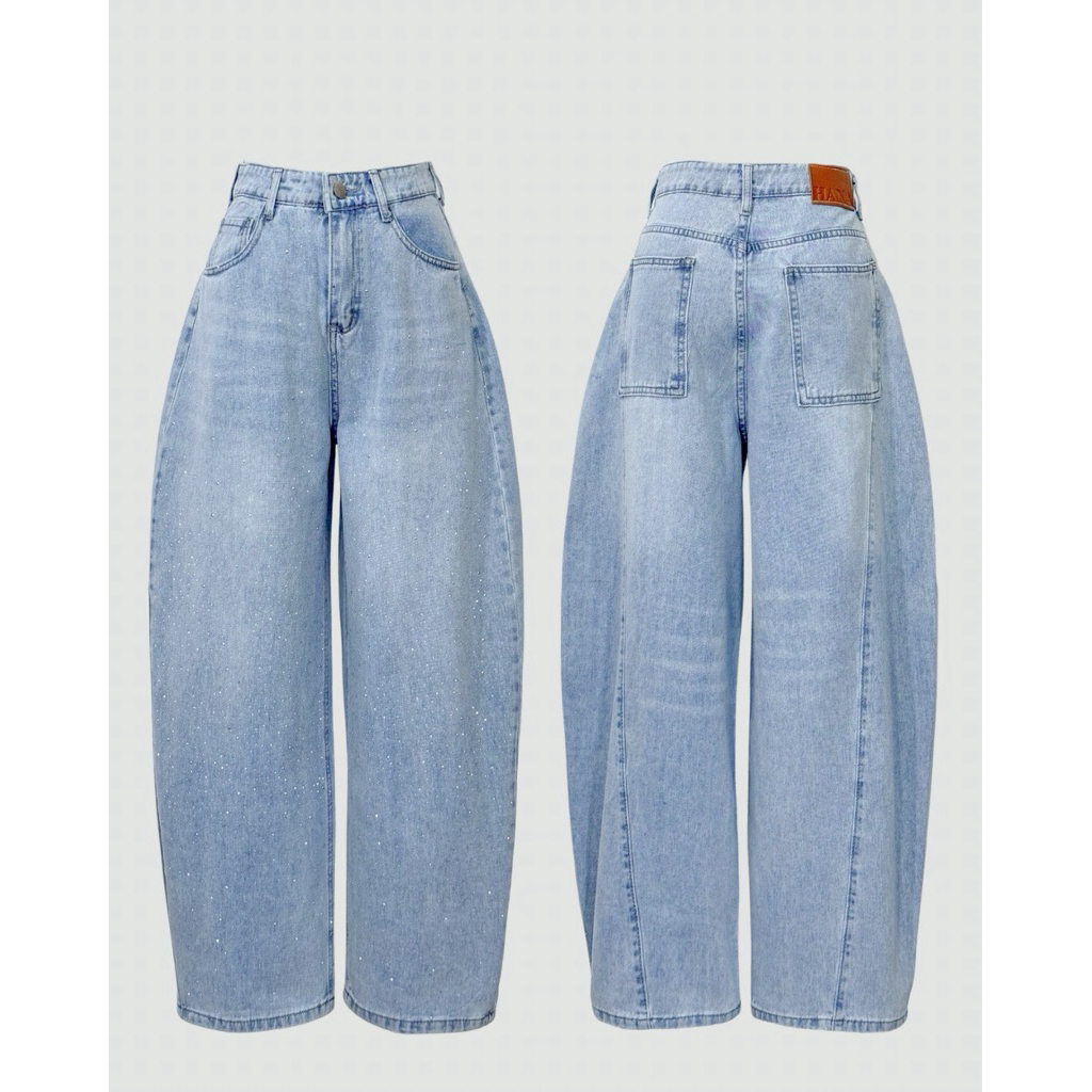 HANABRAND: Diamond Jeans (ไดมอน) กางเกงยีนส์ทรงบาร์เรล รุ่นนี้กิมมิคเก๋แต่งเพชร