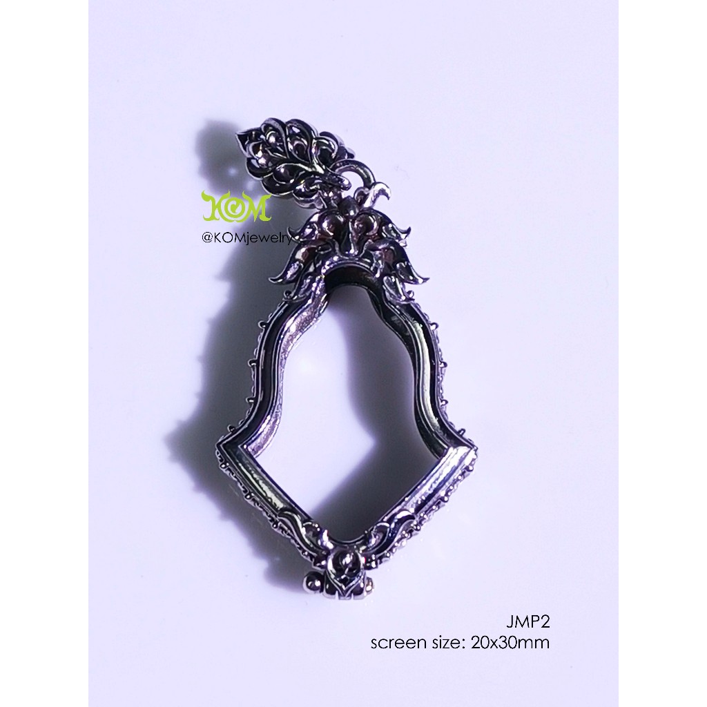 JMP2WhiteBrass amulet casing 20x30mm กรอบพระ ไวท์บราส สำหรับจำปีพิมพ์เล็ก