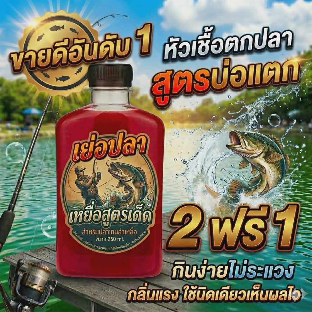 2ฟรี1 หัวเชื้อตกปลาเข้มข้น กลิ่นติดเหยื่อนาน ไม่ละลายน้ำ ตกได้ทั้งปลาบ่อและหมายธรรมชาติ หัวเชื้อตกปลา