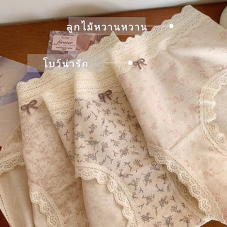 🌸 M-2XL 🌸 กางเกงในผู้หญิงผ้าฝ้ายแท้ 🍒 10A แอนตี้แบคทีเรีย ยืดหาดี ทรงสวย ใส่สบายทุกวัน พิมพ์ลายน่ารัก สไตล์สาวน่ารัก