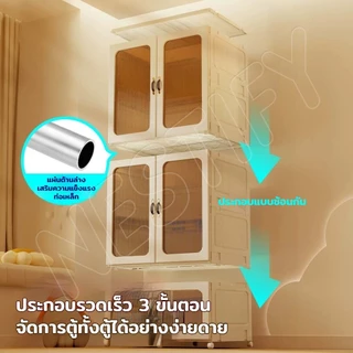 Nestify ตู้เสื้อผ้าผู้ใหญ่ ตู้เสื้อผ้าบานเปิด พับเก็บได้ ติดตั้งง่าย ความจุขนาดใหญ่ ผลิตจากวัสดุ PVC