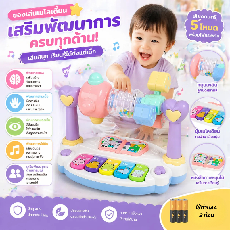 เมโลเดียนของเล่นเสริมพัฒนาการสร้างความสนุกให้กับเด็กๆคีย์บอร์ดแสนสนุกมีหลายโหมดให้เลือกเล่นมีเสียง