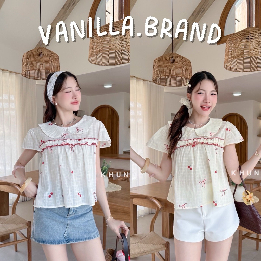 เสื้อคอบัว แขนตุ๊กตา ชายปล่อย -kn / VB0614