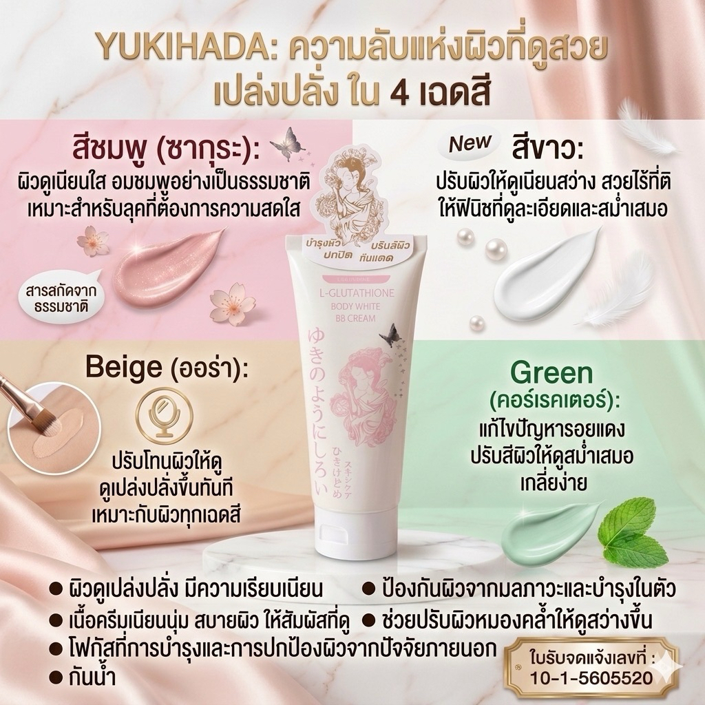 ยูกิฮาดะ YUKIHADA Fashionable Body White BB Cream sun block ProtectionSPF 100 PA++