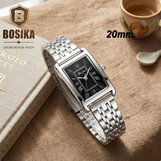 BOSIKA#BG-018 นาฬิกาข้อมือดีไซน์เลขโรมันหน้าปัดทรงสี่เหลี่ยม ขนาด20มิล พร้อมส่ง
