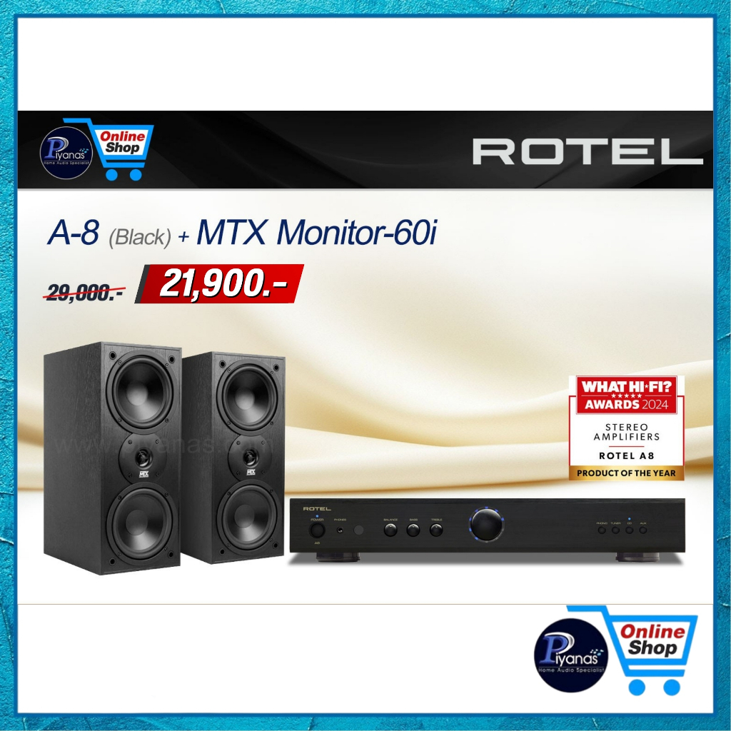 ROTEL : A-8 (BLACK)/(SILVER) + MTX MONITOR-60I /Piyanas Electric/ปิยะนัส อิเล็คทริคส์