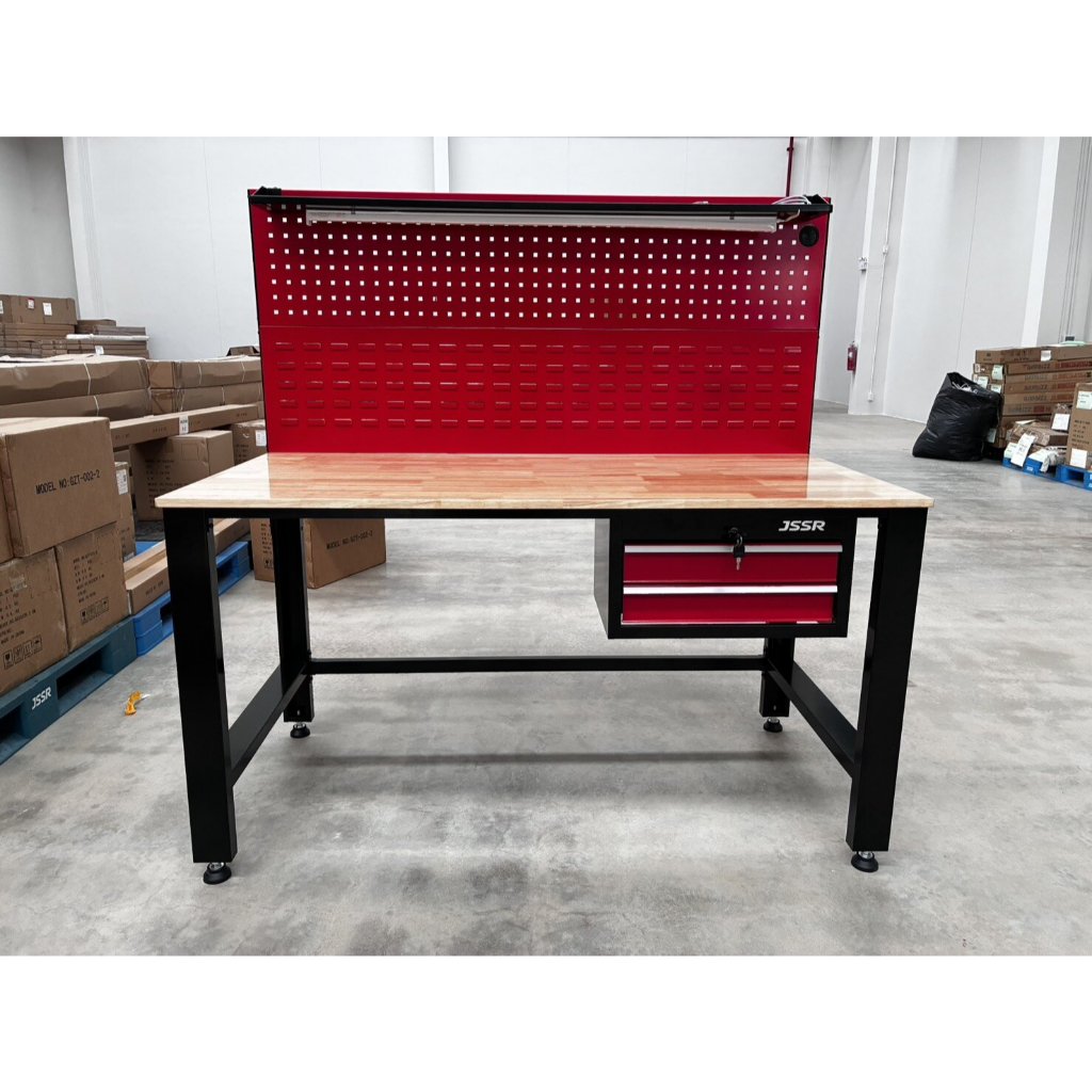 โต๊ะทำงานช่าง พร้อมแผงแขวนเครื่องมือ รุ่น 2 ลิ้นชัก 75x150x152 cm GZT-002