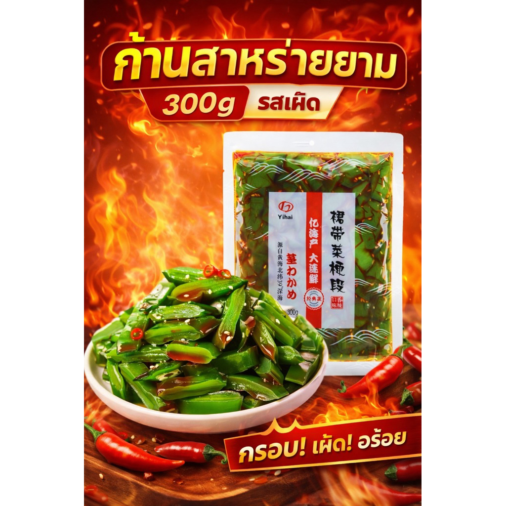 🌿ยำสาหร่ายญี่ปุ่น อร่อย กรุบกรอบ แช่เย็นเพิ่มความอร่อย พร้อมทาน 300g日式裙帶菜