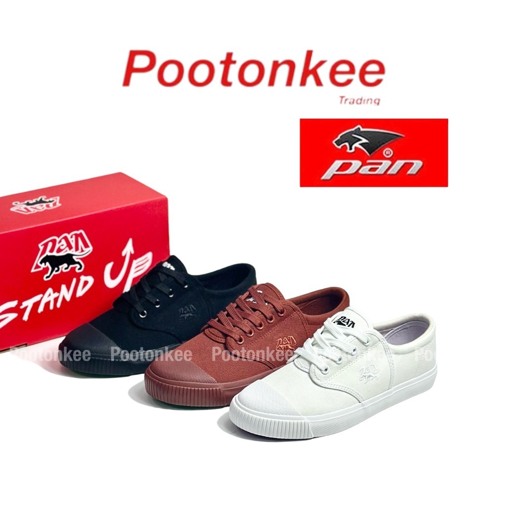 PAN รุ่น STAND UP รหัส PF-4155 รองเท้านักเรียน รองเท้าผ้าใบ หนังคุณภาพ สวมใส่สบาย ไซส์ 34-45