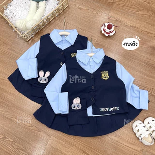 ✅พร้อมส่ง👧🏻🐰ชุดเซทคอสเพลย์เด็ก3ชิ้น ตำรวจ Judy Hopps Zootopia เสื้อเชิ้ต+เสื้อกั้กตุ๊กตา3D+กระโปรงพลีท น่ารักกำลังฮิตเลย