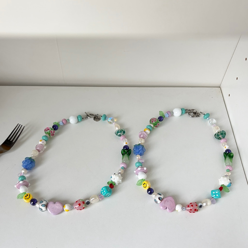 Morethanyoursee | Viridian Necklace สร้อยคอลูกปัดแก้วมูราโน่งานแฮนด์เมด