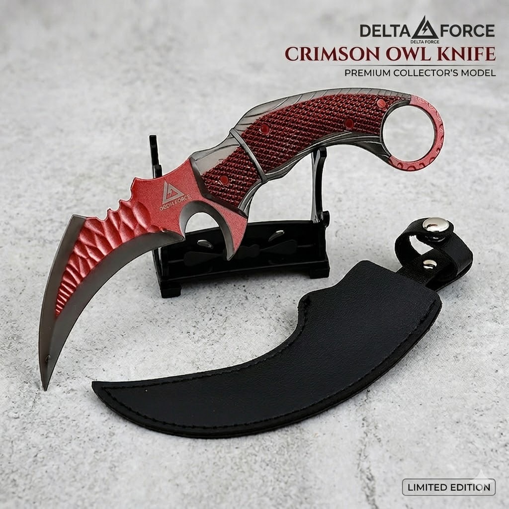 🦅✨โมเดล Delta Force มีด Crimson Owl Knife 18cm งานเหล็ก Metal Alloy แถมฟรี! ฐานวางโชว์และปลอกเก็บ ของสะสมเกมเมอร์