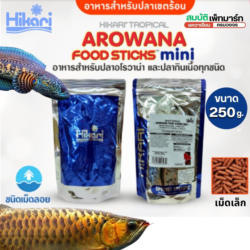 Hikari Arowana Food Sticks mini อาหารปลามังกร อาหารปลากินเนื้อทุกชนิด เม็ดเล็ก