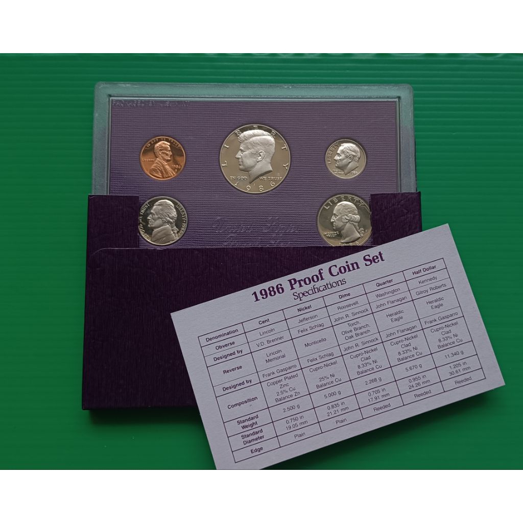 USA ชุดเหรียญขัดเงา 5 เหรียญ ปี 1986-S