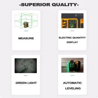 【มอบของขวัญ】12V เครื่องวัดระดับเลเซอร์ 12เส้น 360°/4Dลเซอร์สีเขียว ระดับเลเซอร์กากบาทแนวตั้ง ระดับติดผนั ฟรีขาตั้