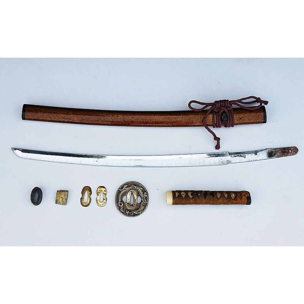 ดาบ วากิซาชิ (Wakizashi) ใบโลหะ ไม่มีคม ยาวรวม70cm. มือสองจากญี่ปุ่น Iaito Replica katana sword
