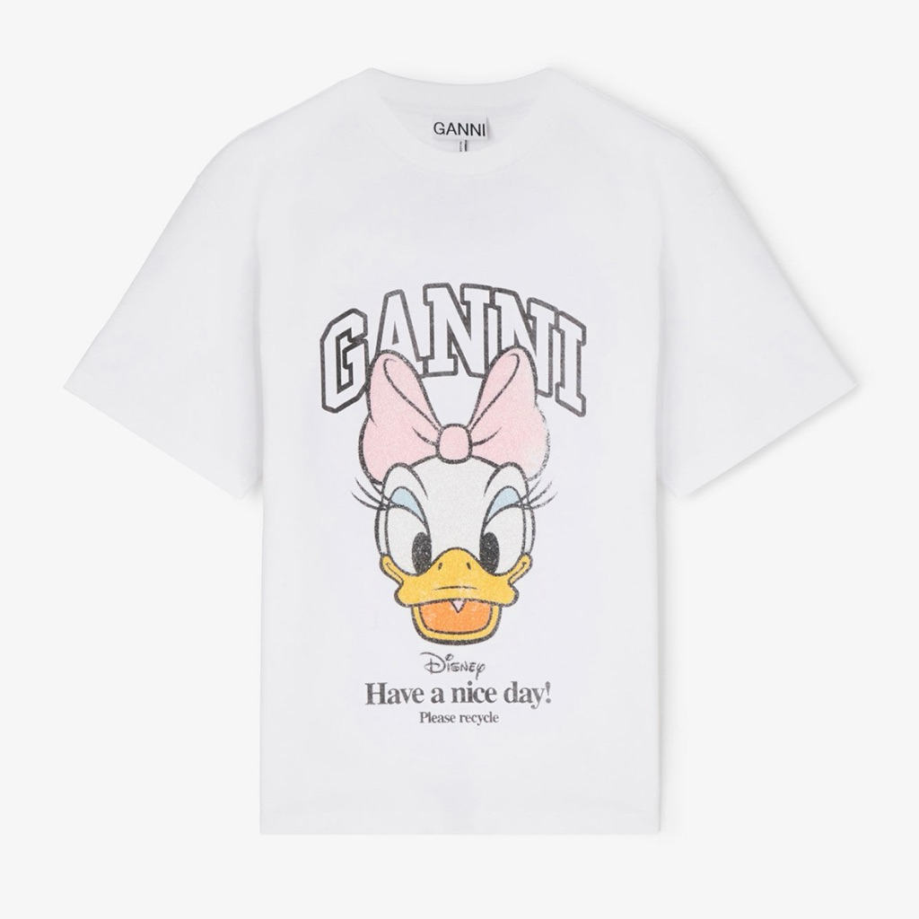 ส่งต่อ เสื้อยืด GANNI Daisy Duck White Baby Fit T-shirt