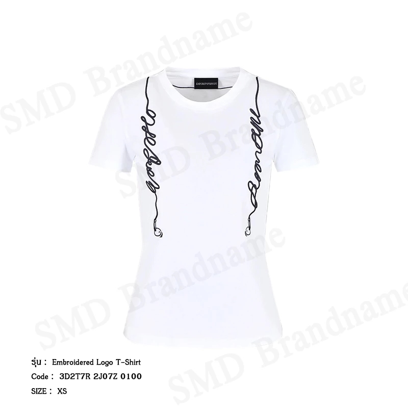 Emporio Armani เสื้อยืดคอกลมผู้หญิง รุ่น Embroidered Logo T-Shirt Code: 3D2T7R 2J07Z 0100