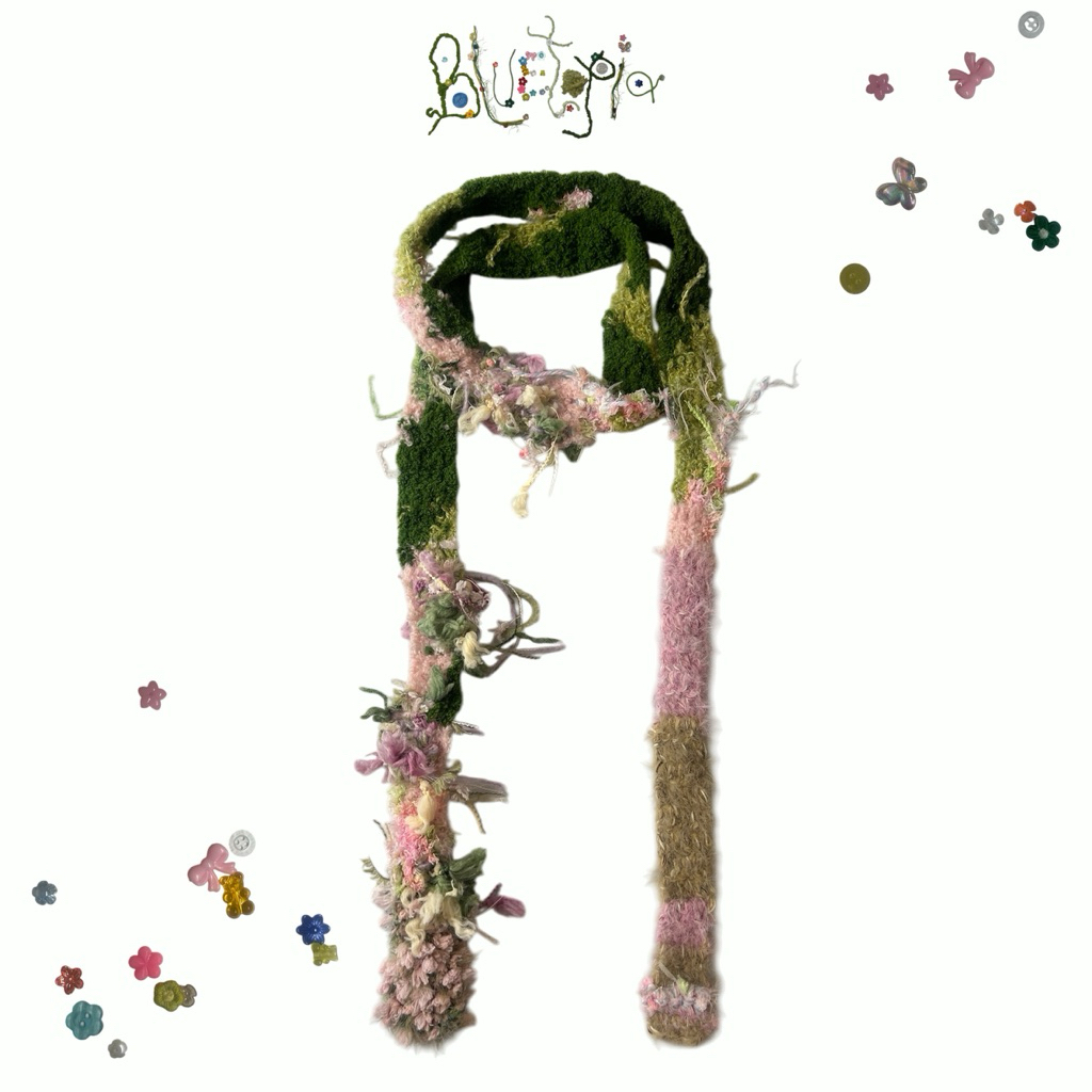 Sakura Skinny Scarf | ผ้าพันคอดอกไม้ by bluetopiastuff
