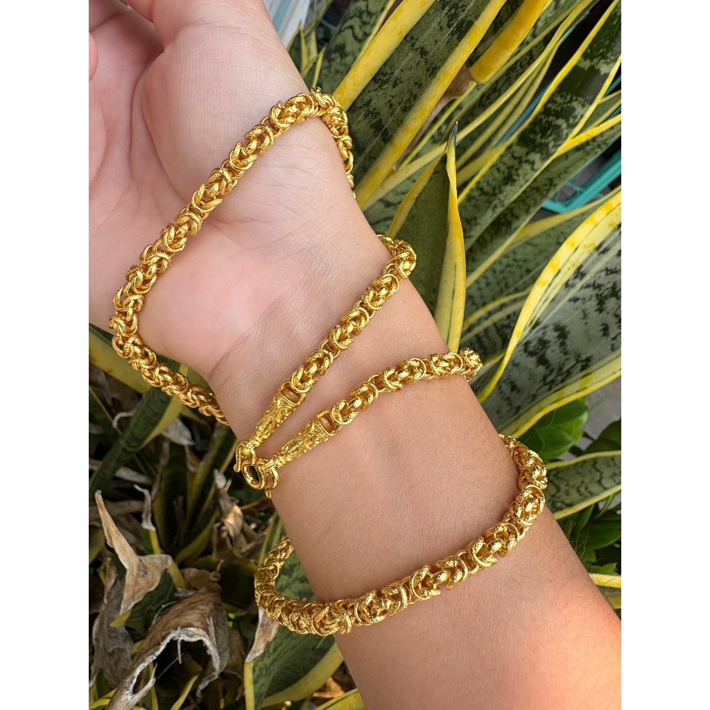 APPLE GOLD SHOP  รหัส NL-47  (สร้อยคอลายมีนาปล้อง ทองเคลือบแก้ว ) ทองหนัก 3 บาท / 24"