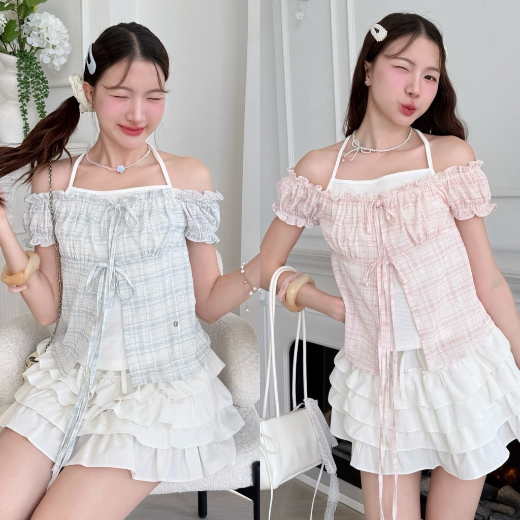 chugar.pie : Maria Top 🧸🛏️🫐 เสื้อแขนตุ๊กตา เสื้อสีขาว