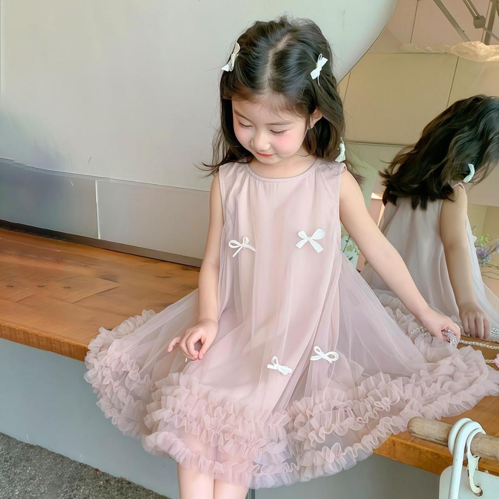 PRINCESS KESLI ดรสเด็กผู้หญิง ชุดราตรีเด็กหญิง ชุดเดรสกระโปรง แขนกุด สำหรับวันเกิด ปาร์ตี้ น่ารักมาก 1-9 ปี รูปที่ 8