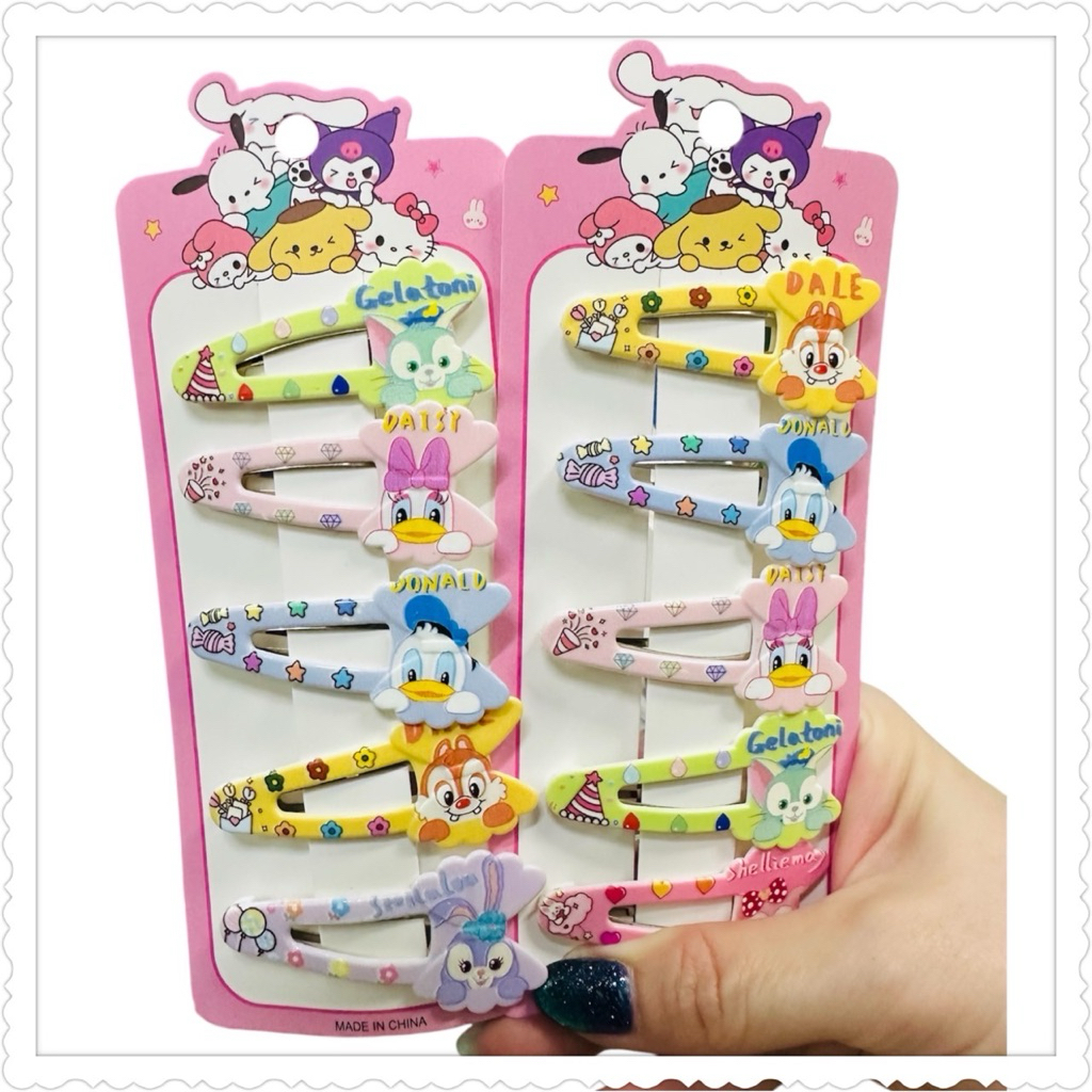 กิ๊บติดผมโบว์ดั๊กน่ารัก1แผง5ชิ้นราคายกโหล12แผง