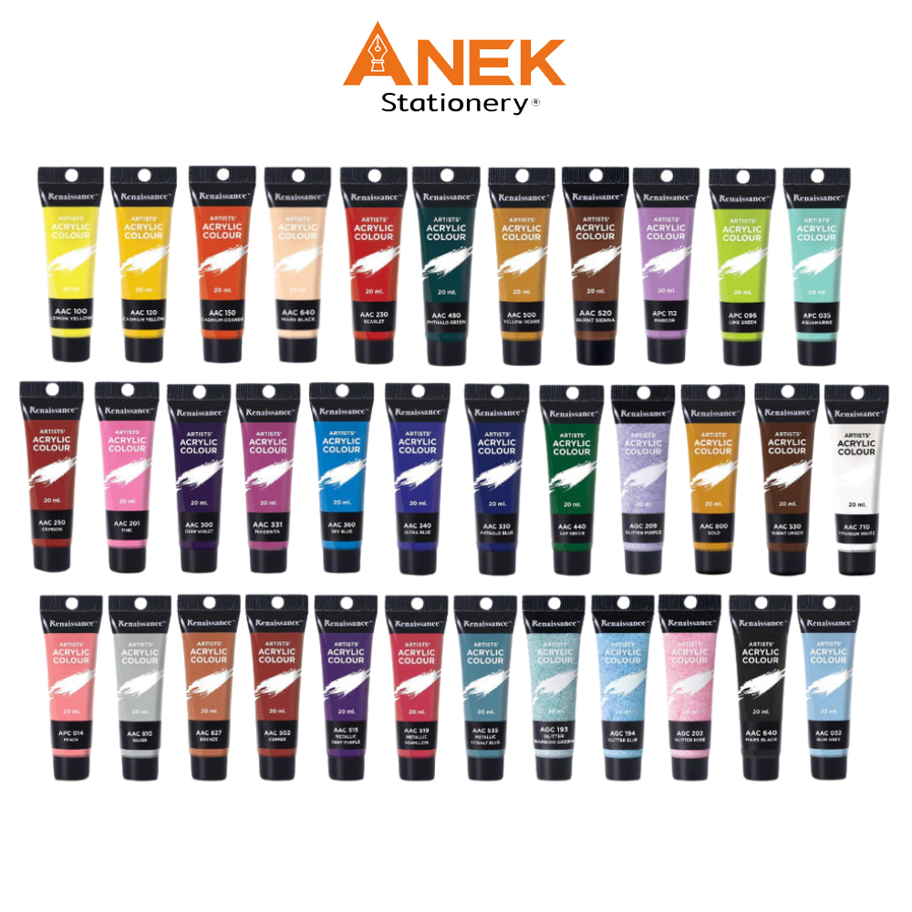 Renaissance (เรนาซองซ์)  สีอะคริลิค ขนาด 20 มล. มีทั้งหมด 35 เฉดสี (1หลอด)