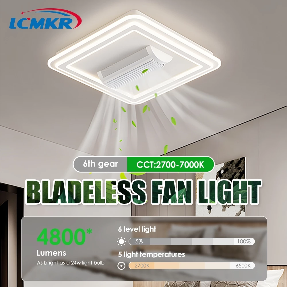 LCMKR ไฟเพดาน LED 5400 Lumens 60Watts ปรับได้ 5 สี รีโมทควบคุม สว่างจ้า พื้นที่ 30㎡ ขนาด 64x48cm น้ำหนัก 4kg ประหยัดไฟสุ