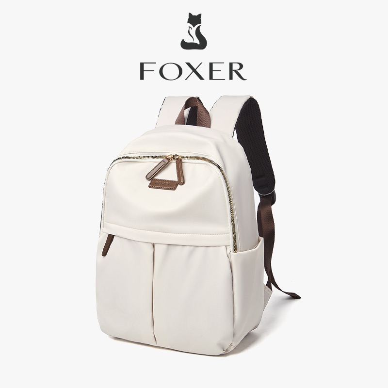 FOXER กระเป๋าเป้สะพายหลังลำลองที่เรียบง่าย กระเป๋านักเรียนวัสดุผ้าใบ รุ่น Unisex วางได้ iapd 11