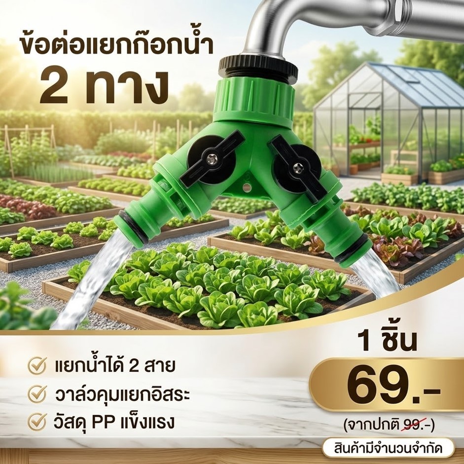 ข้อต่อหัวแยกก๊อกน้ำ 2 ทาง ใช้งานกับก๊อกทั่วไป (พร้อมจัดส่ง) ราคา ถูกที่สุด ดีลบีเคเค
