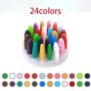 24 สี สีเทียนสำหรับเด็ก สีเทียนเกาหลี สีเทียนเด็กปลอดสารพิษ สีไม่ติดมือ ดินสอสีถั่วลิสงสําหรับเด็ก อุปกรณ์ศิลปะระบายสี