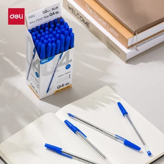 ปากกาลูกลื่นแบบปลอก Deli รุ่น EQ4 ปากกาลูกลื่น ขนาดเส้น 1.0 มม. (4 สี/จำหน่าย 1กล่อง/50 ด้าม)