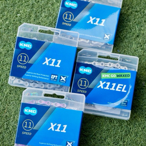 โซ่จักรยาน KMC โซ่ 11 สปีด ไม่เป็นสนิม  X11 EPT X11SL waxed 118 LINKS สีทอง สีเงิน ของแท้100%