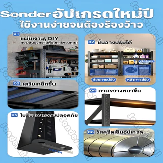 Sonder ชั้นวางของ ชั้นวางเหล็กอเนกประสงค์ ปรับระดับได้ เหล็กหนาพิเศษ กันสนิม รับน้ำหนักได้มาก กันน้ำและกันสนิม