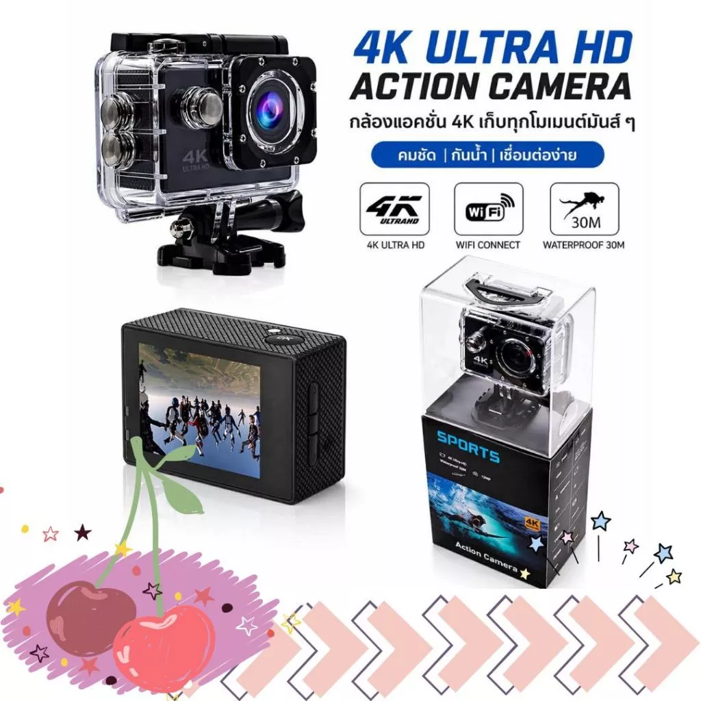 Action Camera 4K Wifi Sports DV Cam กล้องติดหมวกกันน้ำ