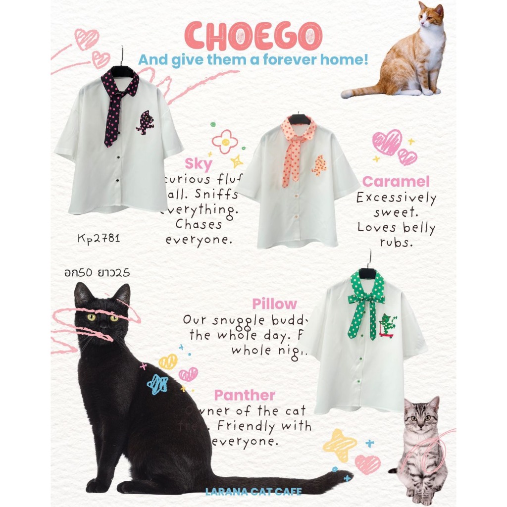 เสื้อเชิ้ตแขนสั้นทรงสวยทรงoversizeดีเทลงานปักแต่งปกผ้าพันคอลายจุดน่ารักสุดๆKP2781