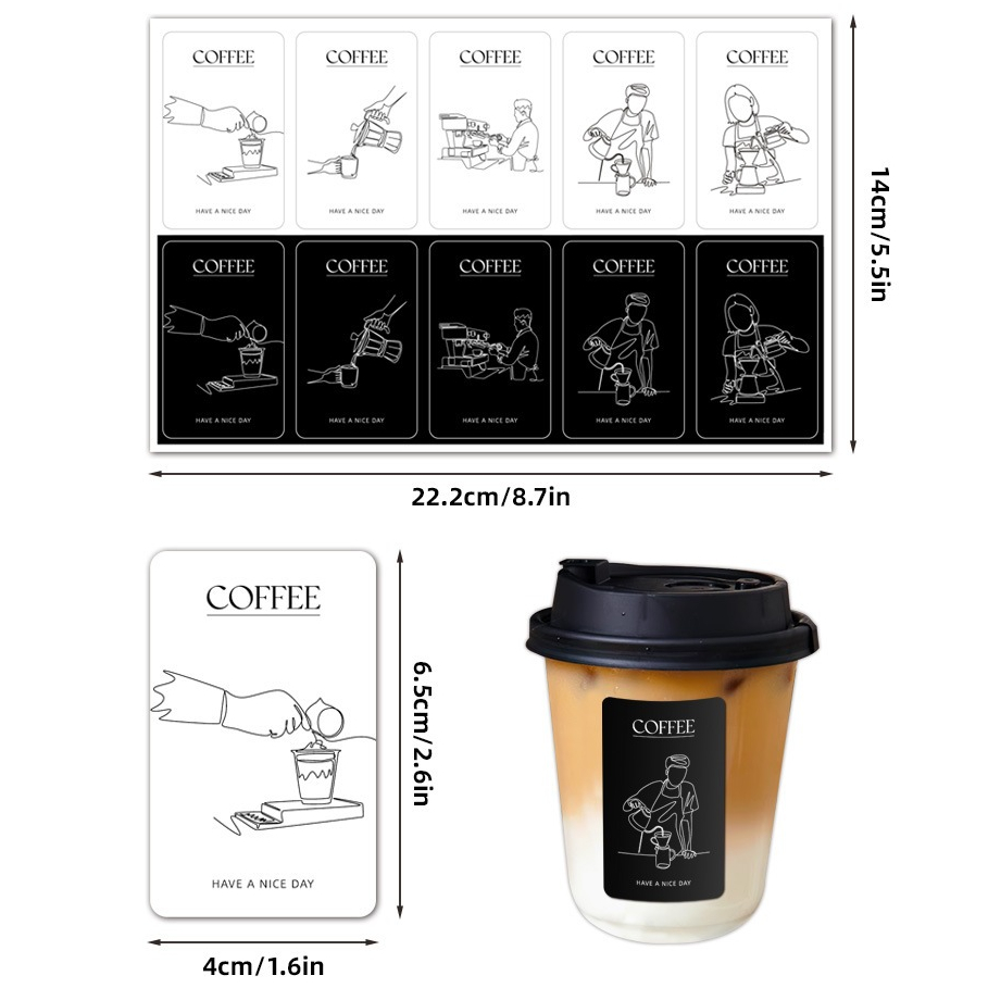 ( LP ) ติดถ้วยกาแฟ สติกเกอร์ติดกล่องของขวัญ สติกเกอร์ติดบรรจุภัณฑ์ 100 ดวง/แพค