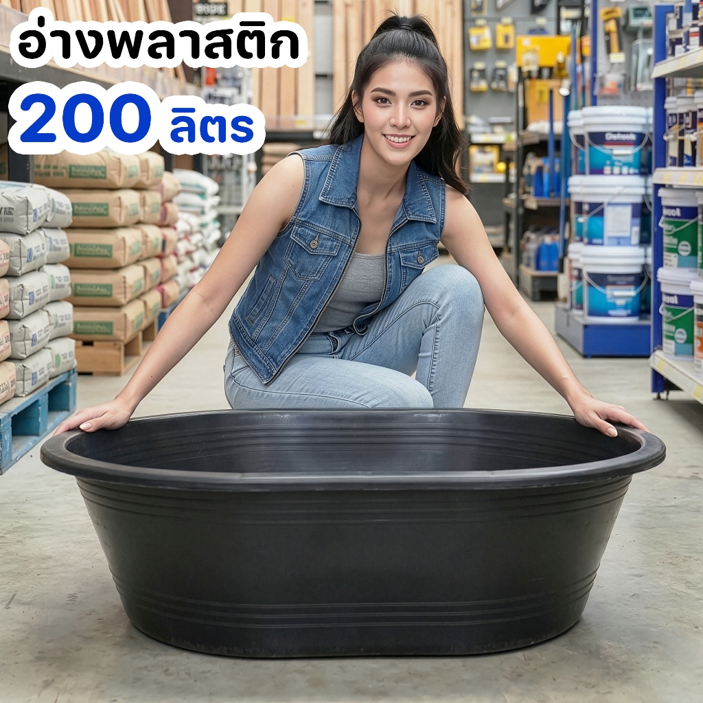 อ่างพลาสติก อ่างเลี้ยงปลา 200 ลิตร อ่างเปล อ่างผสมปูน อ่างอาบน้ำ - 0332
