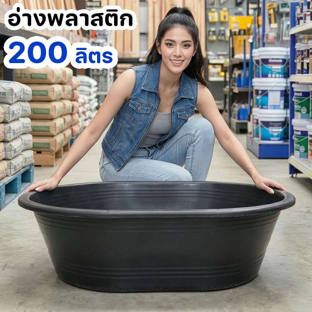 อ่างพลาสติก อ่างเลี้ยงปลา 200 ลิตร อ่างเปล อ่างผสมปูน อ่างอาบน้ำ - 0332