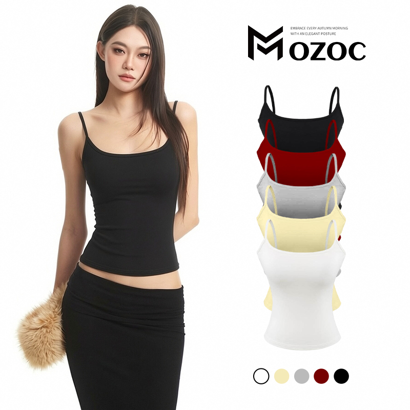MOZOC เสื้อกล้ามทรงเข้ารูปเซ็กซี่พร้อมแผ่นรองเต้านมในตัวและสายเอี๊ยมทรงเข้ารูป