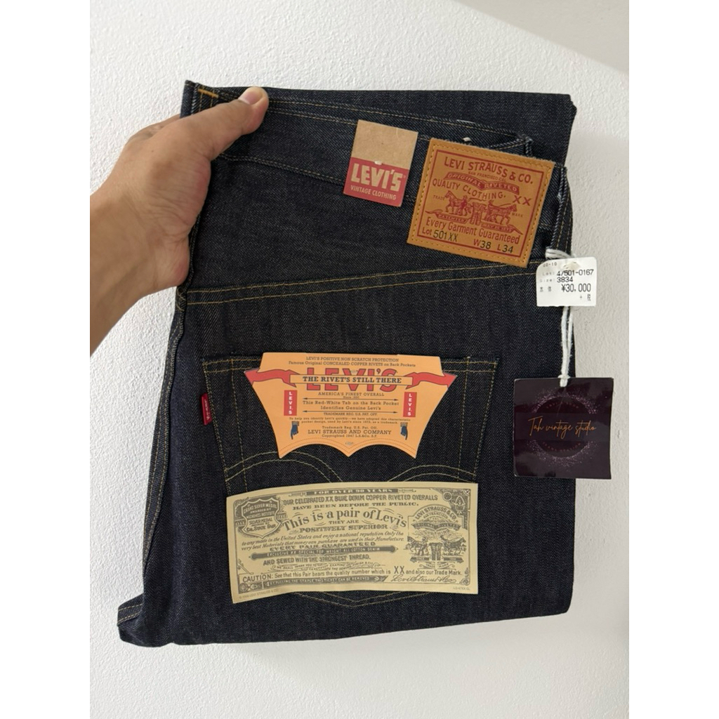 Levi’s 501xx bigE ริมแดง LVC 1947 , Made in USA , button 4420 , Size W38 L34 (ขนาดจริงดูตรงรายละเอีย
