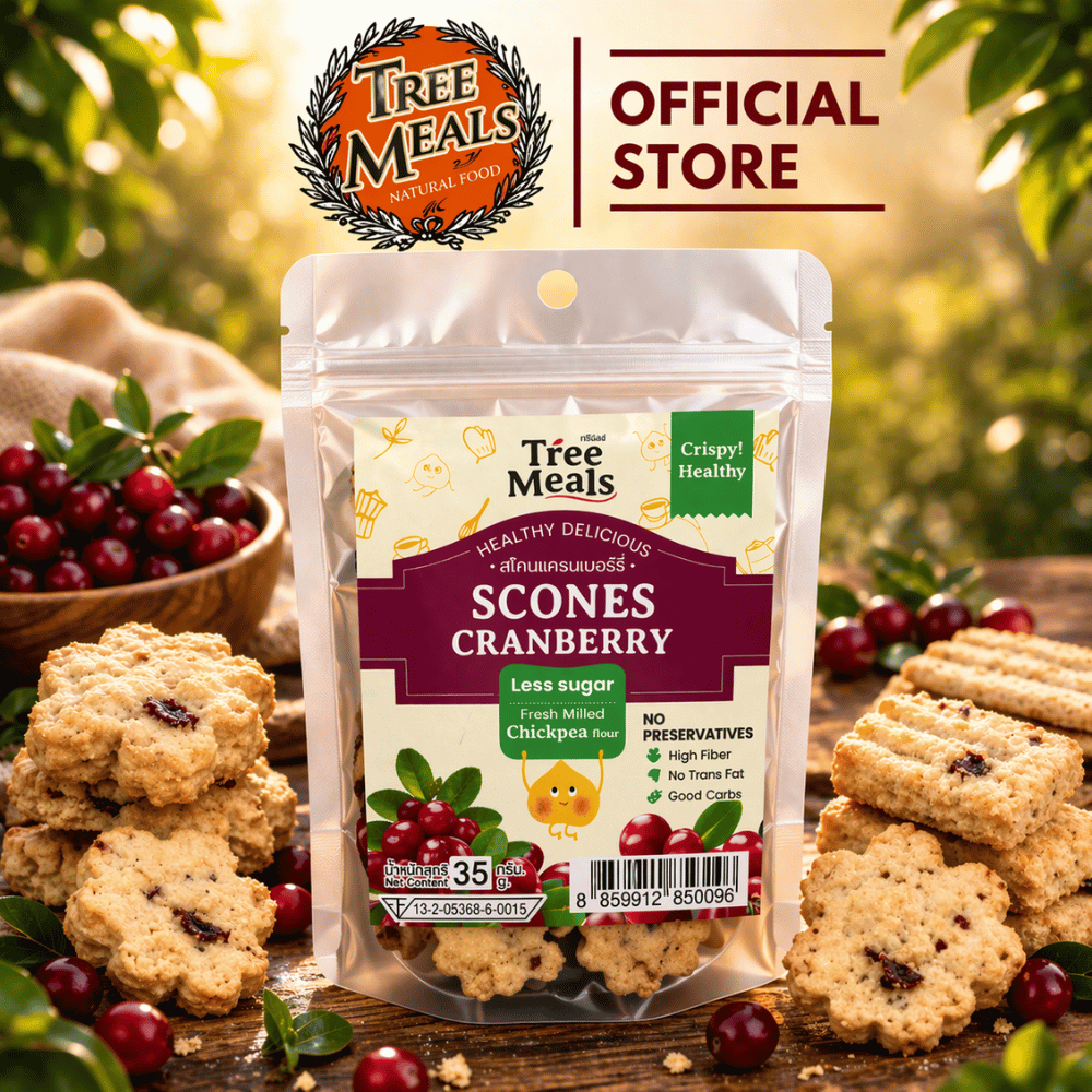 Treemeals Scones Cranberry  (แบบซอง) สโคน แครนเบอร์รี่ ธัญพืช 5 ชนิด (GG016)