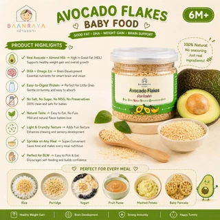 🥑 อโวคาโดเฟลก🥑 6M+ ไขมันดี DHA เพิ่มน้ำหนัก เสริมสมอง ไม่ปรุงรส โรยข้าว โจ๊ก BLW | Avocado Flakes Baby Food Baan Raya