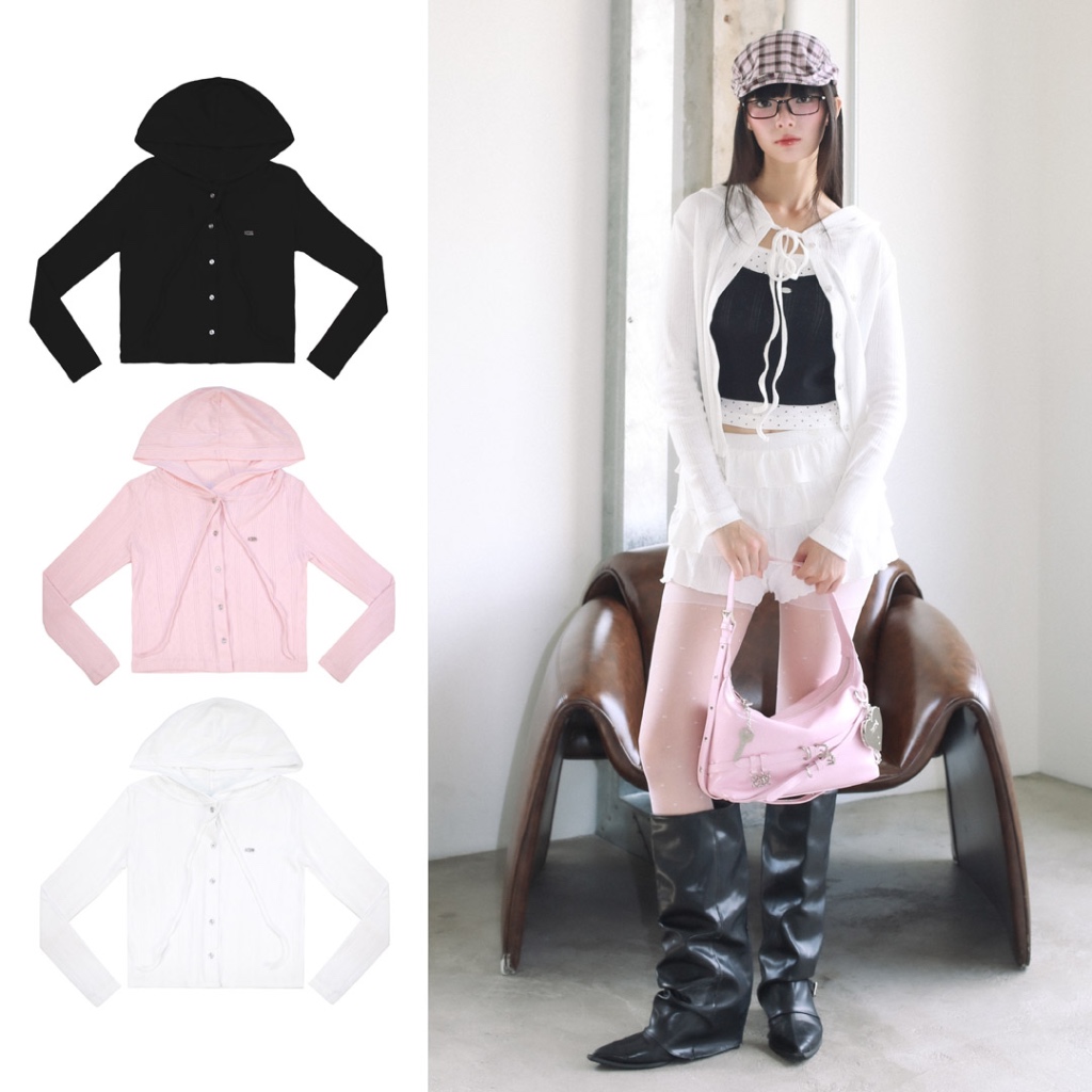 kome.offi เสื้อคาร์ดิแกนฮู้ดดี้ รุ่น rainy hoodie cardigan
