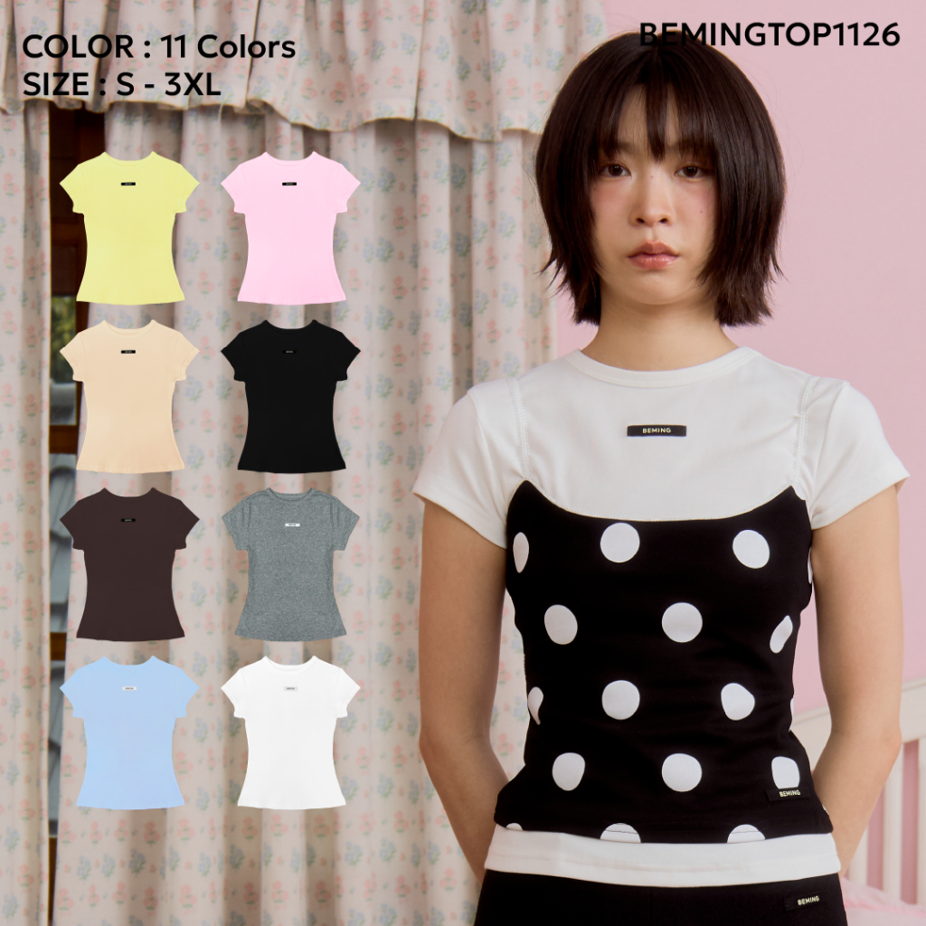 (พร้อมส่ง)Bemingtop1126(S-3XL)-Lune Tee - เบบี้ทีทรงเข้ารูป เนื้อผ้านุ่มแนบตัว ใส่แล้วได้ลุค clean